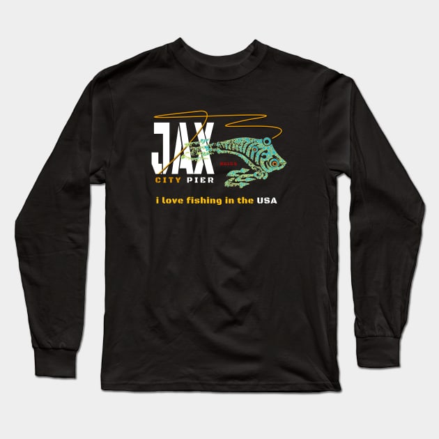 JAX City Pier, Jacksonville Beach Pier Long Sleeve T-Shirt by The Witness